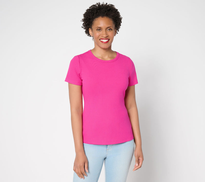 Susan Graver Every Day Rib Knit Short-Sleeve Top — Main view