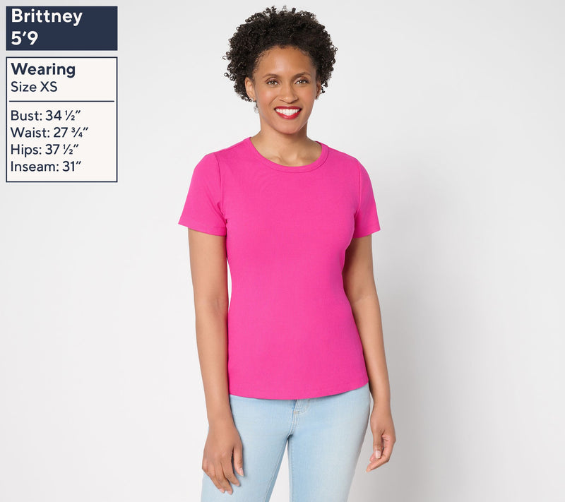Susan Graver Every Day Rib Knit Short-Sleeve Top — View 3