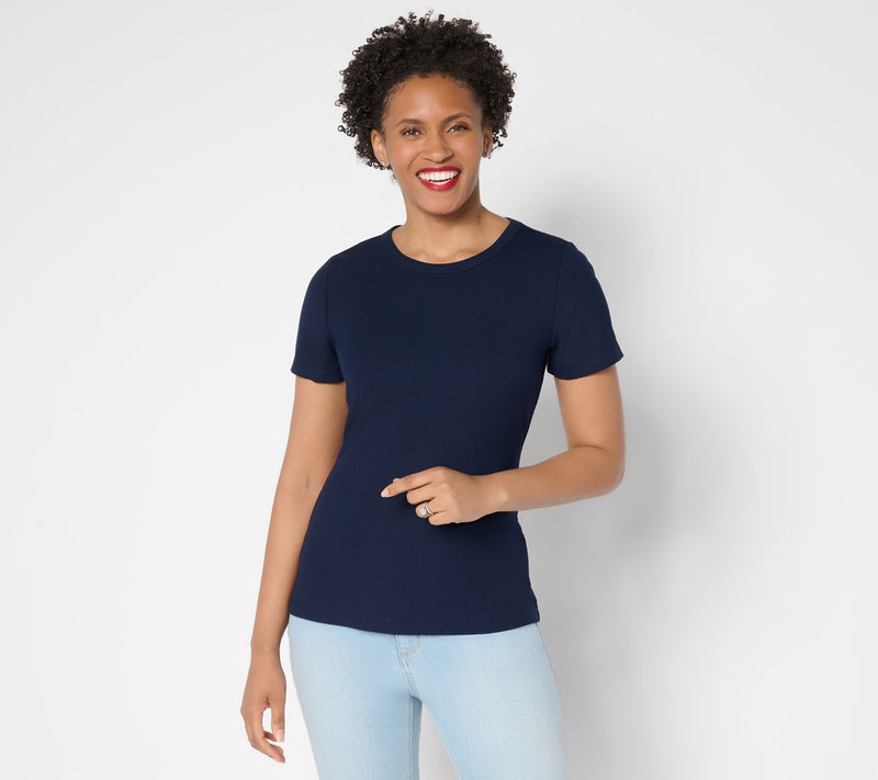 Susan Graver Every Day Rib Knit Short-Sleeve Top — View 13