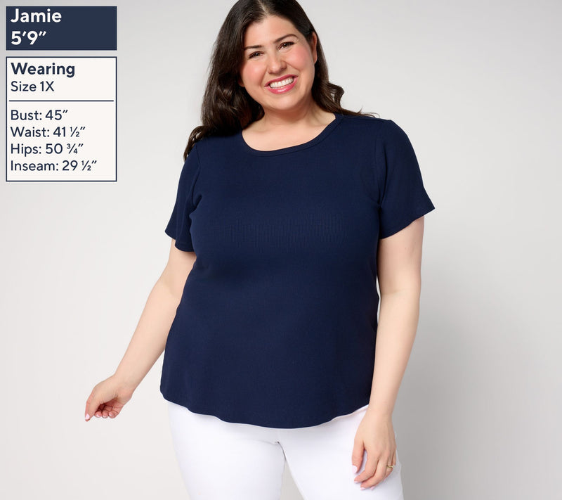 Susan Graver Every Day Rib Knit Short-Sleeve Top — View 2