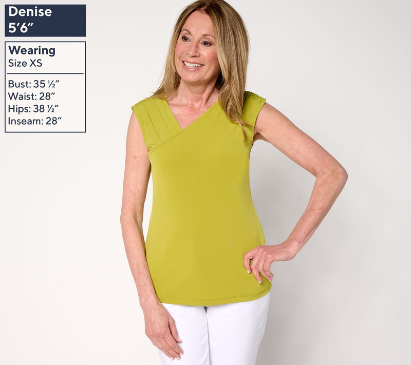 Susan Graver Liquid Knit Extended Sleeve Top with Neck Pleat Detail — View 3