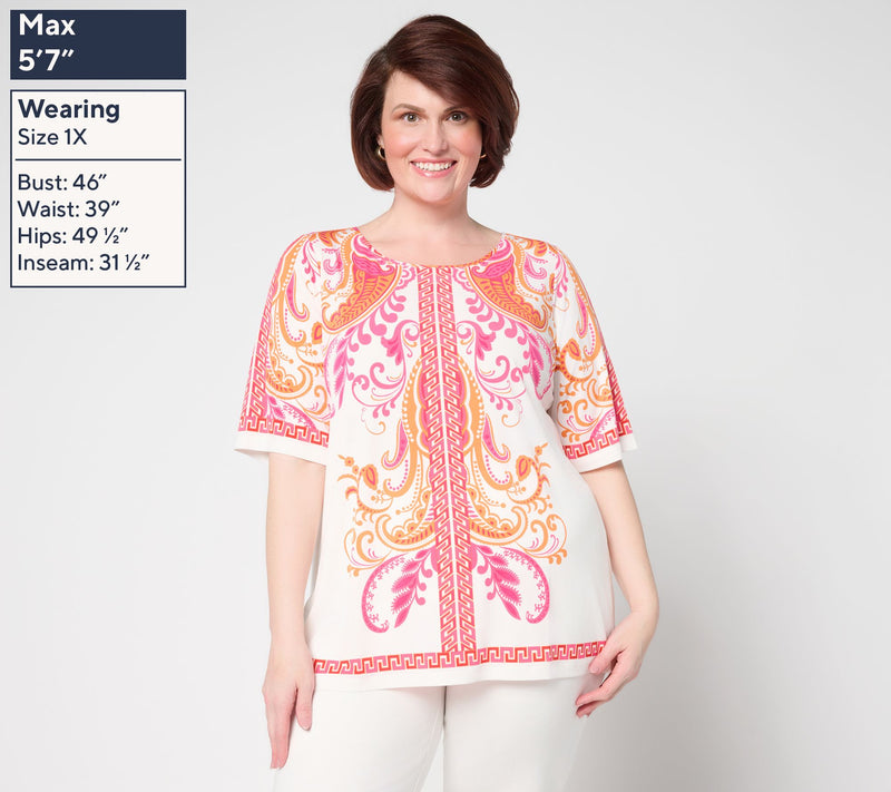Susan Graver Regular Printed Liquid Knit Scoop Neck Tunic — View 2