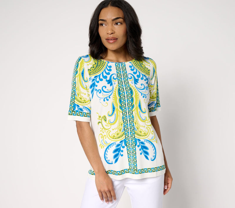 Susan Graver Regular Printed Liquid Knit Scoop Neck Tunic — Main view