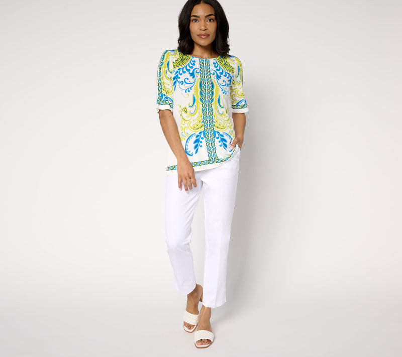 Susan Graver Regular Printed Liquid Knit Scoop Neck Tunic — View 5