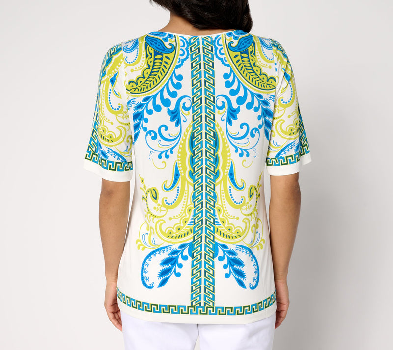 Susan Graver Regular Printed Liquid Knit Scoop Neck Tunic — View 4