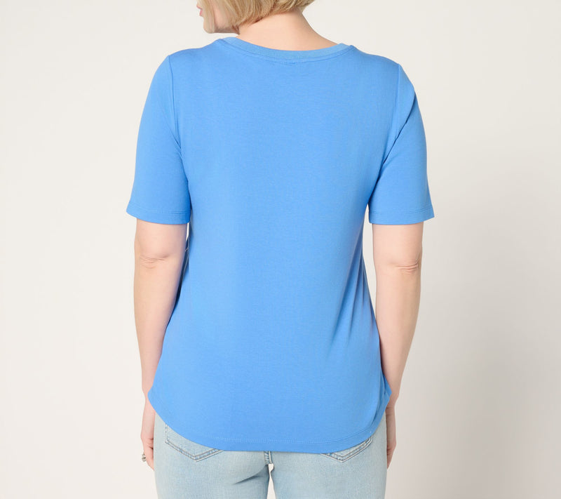 Susan Graver Weekend Comfy Cotton Embroidered Top — View 4