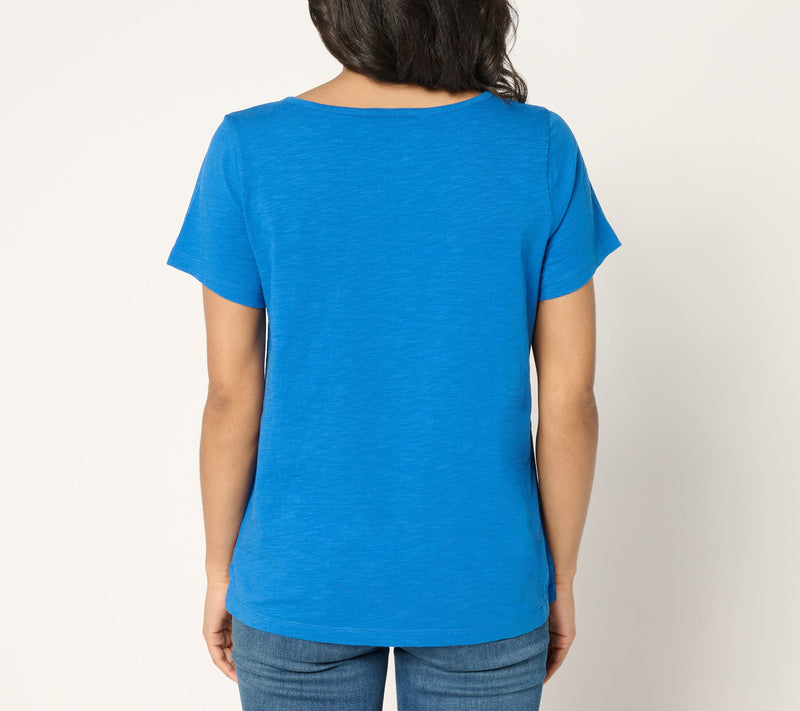 Susan Graver Textured Cotton Embroidered Top — View 12