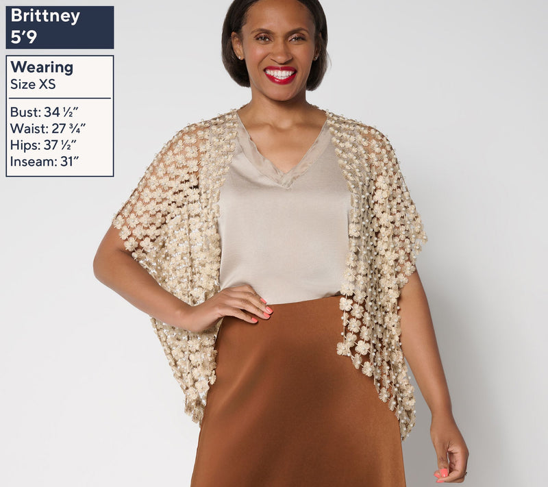 GRAVER Susan Graver Novelty Pearl Bead Embellished Shrug — View 6