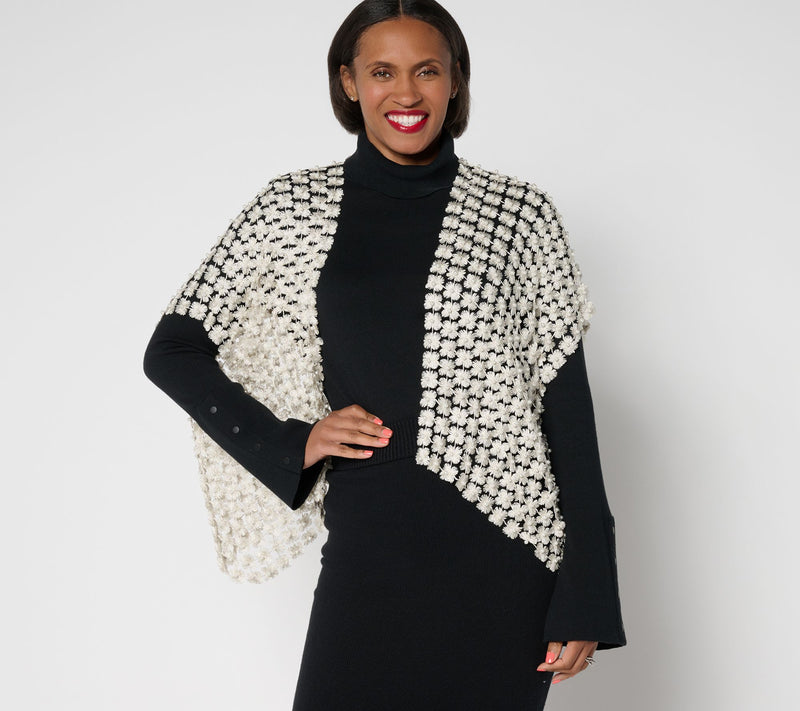 GRAVER Susan Graver Novelty Pearl Bead Embellished Shrug — View 5