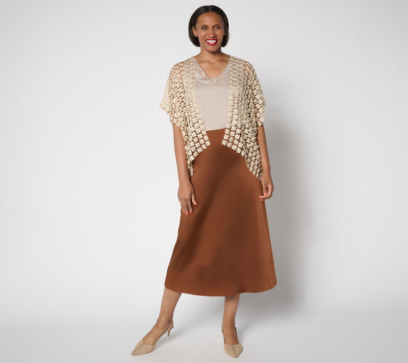 GRAVER Susan Graver Novelty Pearl Bead Embellished Shrug — View 8