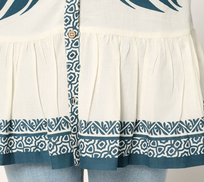 Susan Graver PURE Petite Printed Cotton Duster with Flounced Hem — View 12