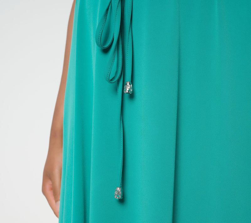 Susan Graver Petite Liquid Knit Belted Scoop Neck Maxi Dress — View 14