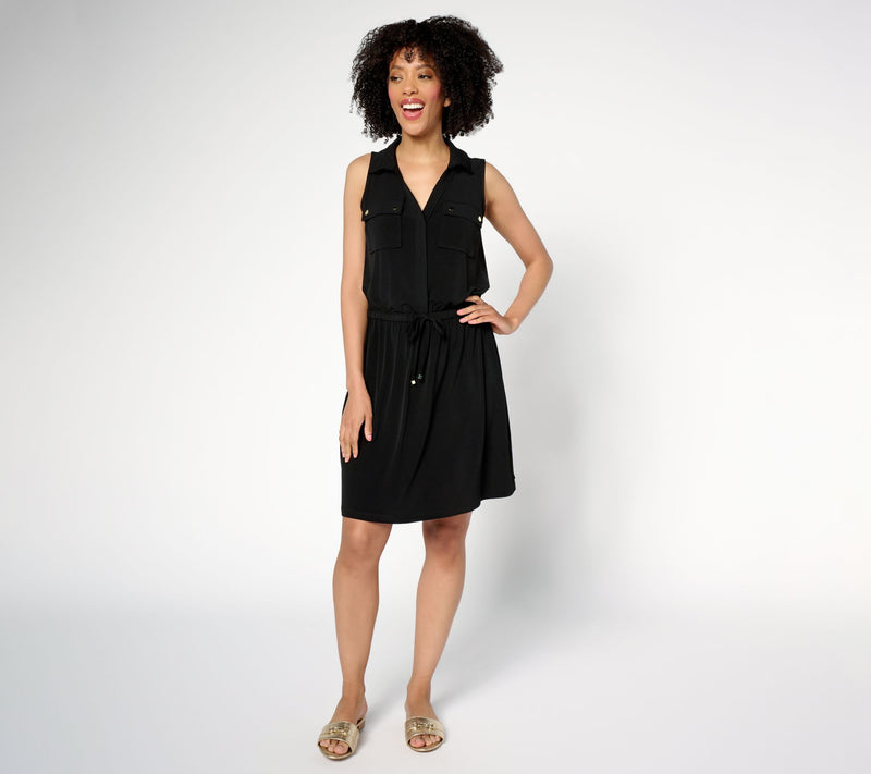 Susan Graver Every Day Regular Liquid Knit Drawstring Waist Dress — View 11