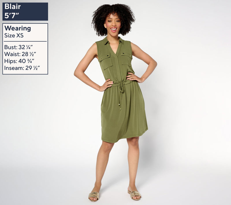 Susan Graver Every Day Petite Liquid Knit Drawstring Waist Dress — View 13