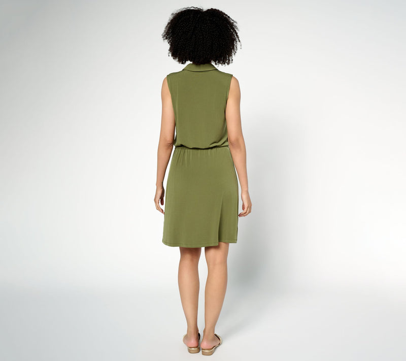 Susan Graver Every Day Tall Liquid Knit Drawstring Waist Dress — View 14