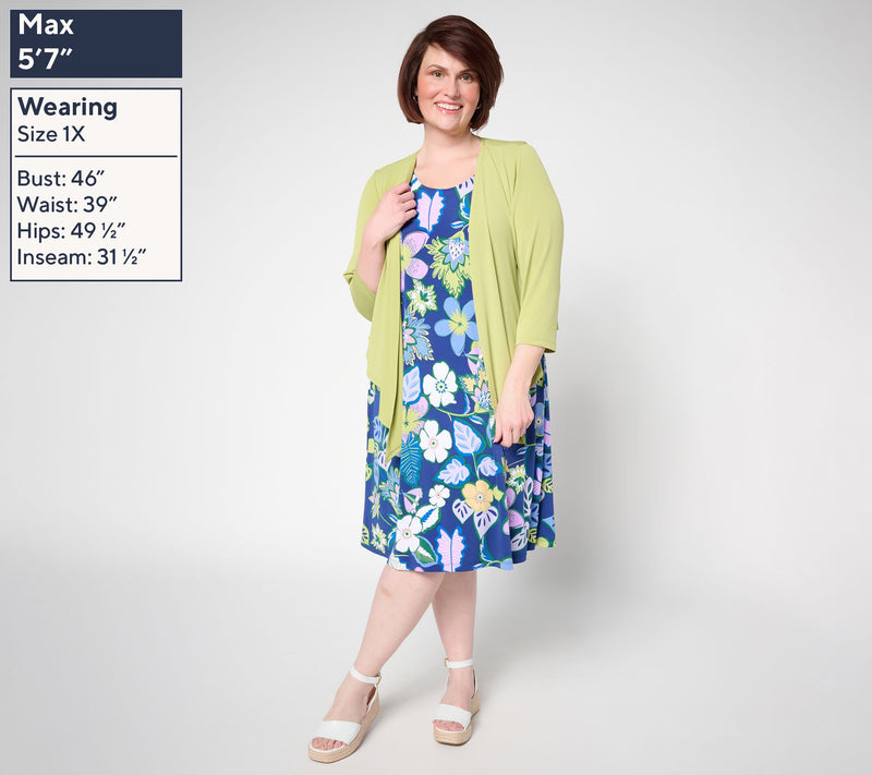 Susan Graver Passport Regular Liquid Knit Dress & Cardigan Set — View 2