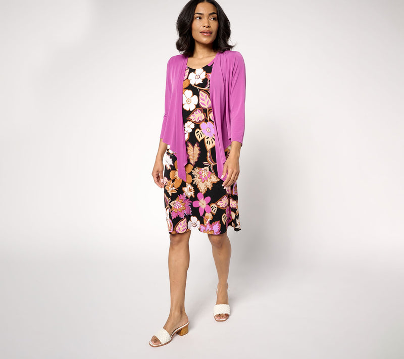 Susan Graver Passport Regular Liquid Knit Dress & Cardigan Set — View 11