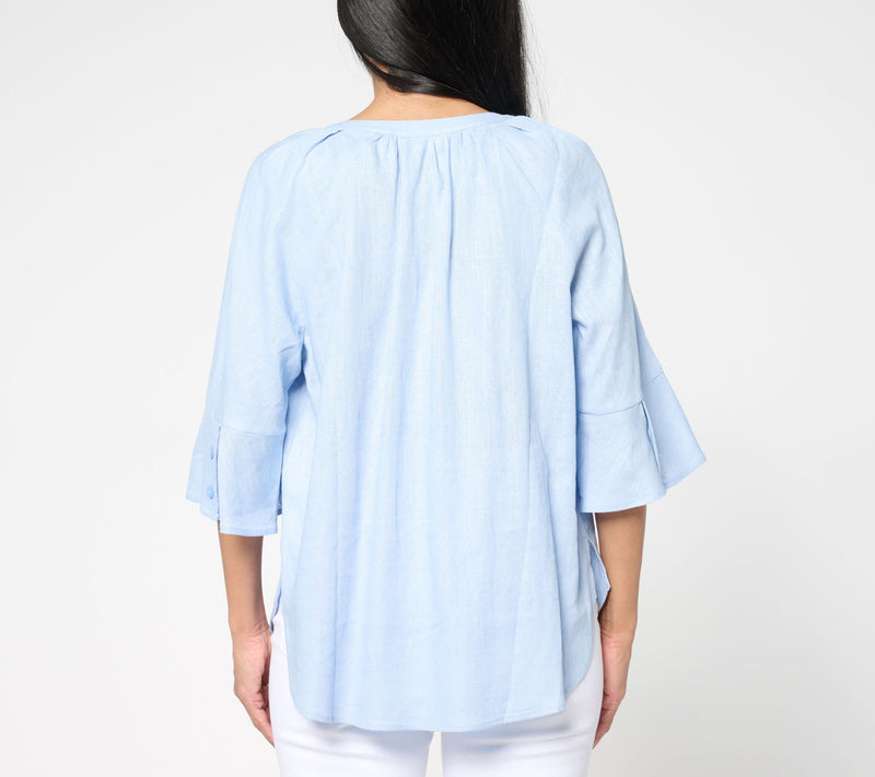 Martha Stewart Signature Bell Sleeve Curved Hem Top — View 9