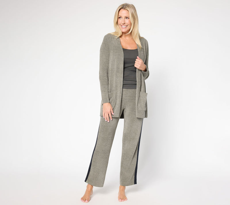 Barefoot Dreams CozyChic Ultra Lite Contrast Stripe Long Cardigan — View 7