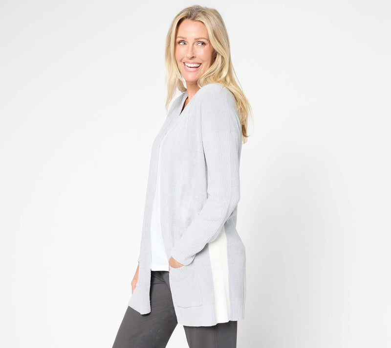 Barefoot Dreams CozyChic Ultra Lite Contrast Stripe Long Cardigan — View 14