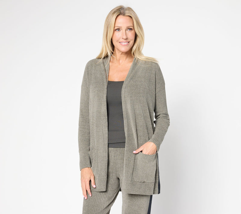 Barefoot Dreams CozyChic Ultra Lite Contrast Stripe Long Cardigan — View 15