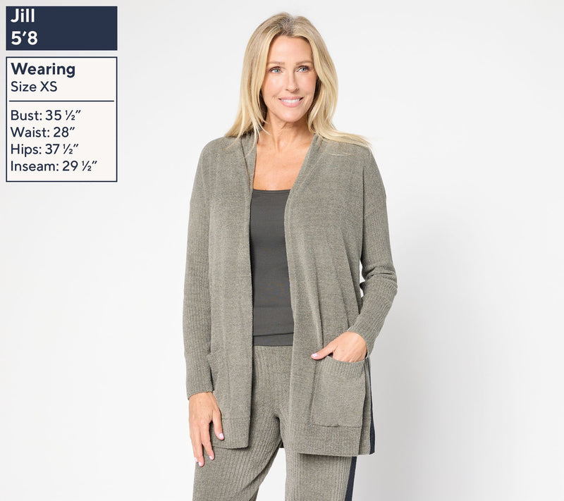 Barefoot Dreams CozyChic Ultra Lite Contrast Stripe Long Cardigan — View 5