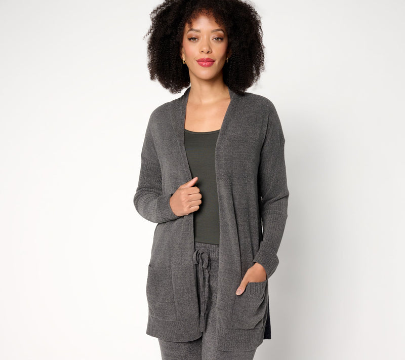 Barefoot Dreams CozyChic Ultra Lite Contrast Stripe Long Cardigan — Main view