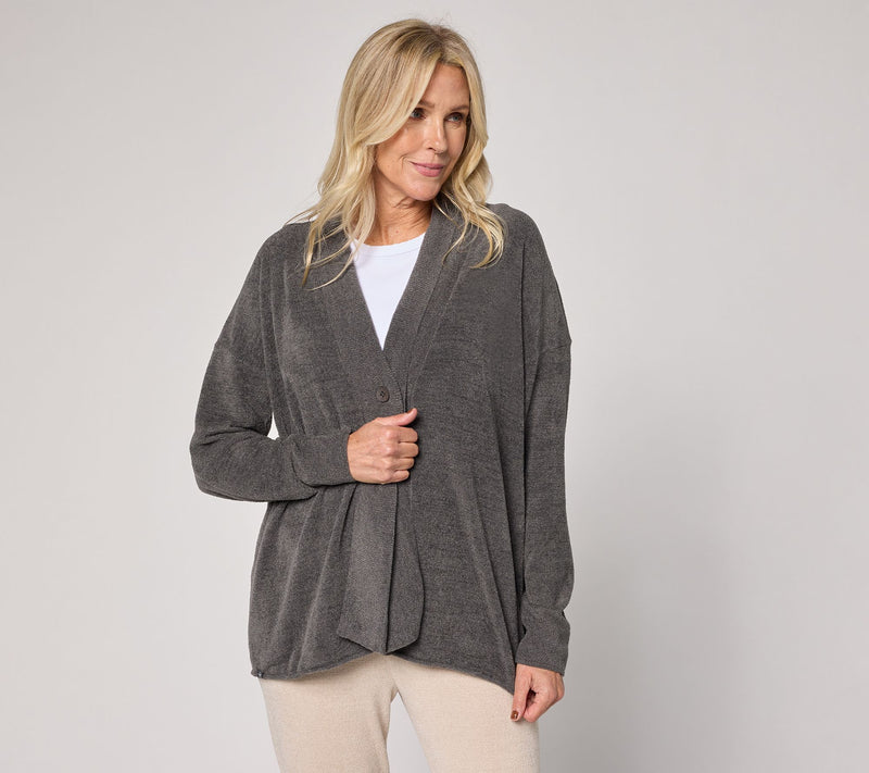 Barefoot Dreams CozyChic Ultra Lite Button Front Rib Collar Cardigan — Main view