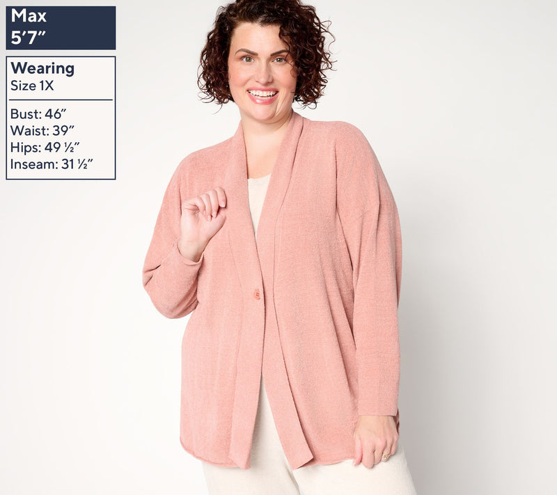 Barefoot Dreams CozyChic Ultra Lite Button Front Rib Collar Cardigan — View 10