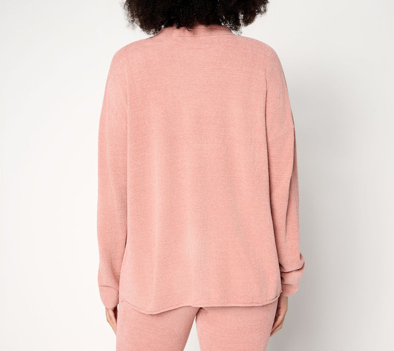 Barefoot Dreams CozyChic Ultra Lite Button Front Rib Collar Cardigan — View 12