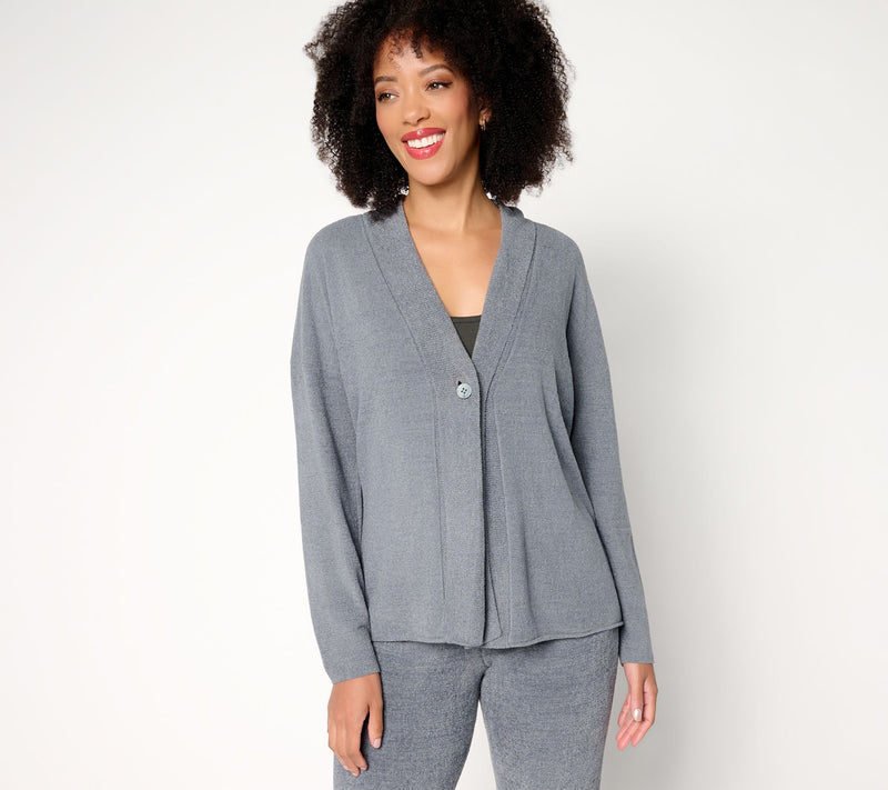 Barefoot Dreams CozyChic Ultra Lite Button Front Rib Collar Cardigan — View 17
