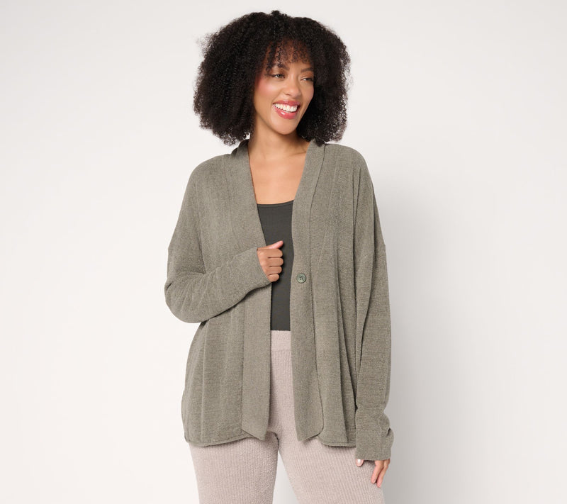 Barefoot Dreams CozyChic Ultra Lite Button Front Rib Collar Cardigan — View 7