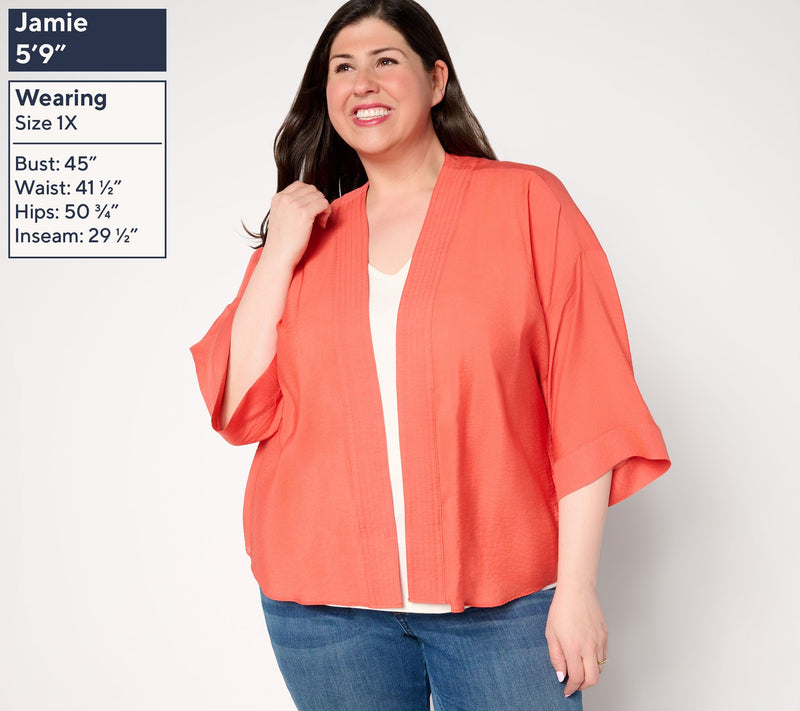 Women with Control Woven Open Front Topper — View 2