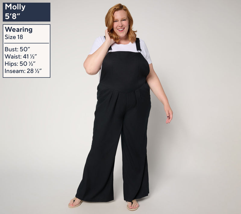 Me by Jennie Garth Petite Lyocell Rinks Overall Black — View 4