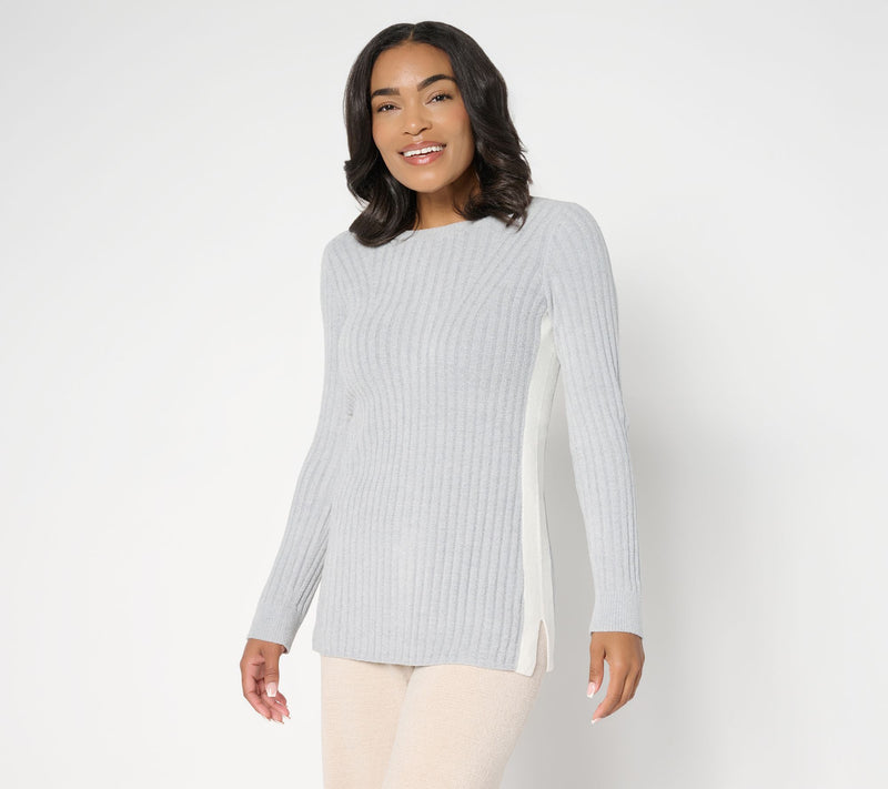 Barefoot Dreams CozyChic Ultra Lite Contrast Stripe Rib Tunic — Main view