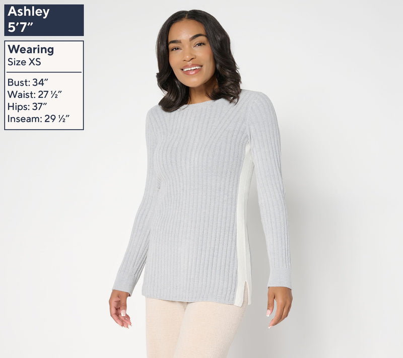 Barefoot Dreams CozyChic Ultra Lite Contrast Stripe Rib Tunic — View 3