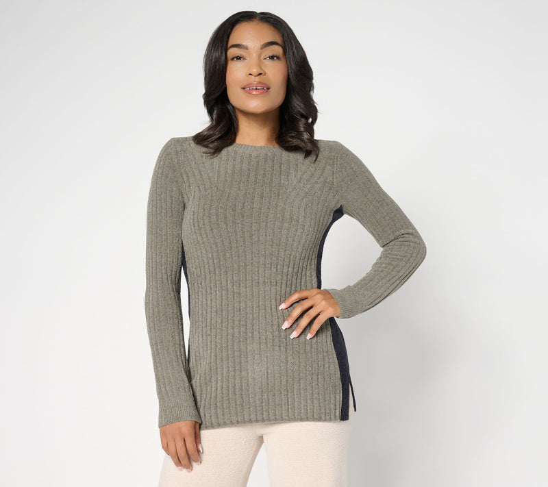 Barefoot Dreams CozyChic Ultra Lite Contrast Stripe Rib Tunic — View 14