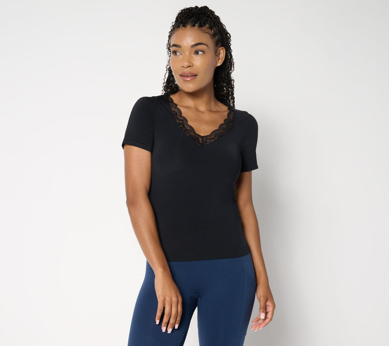 Breezies Natural Curves Seamless Lace Layering Tee — View 3