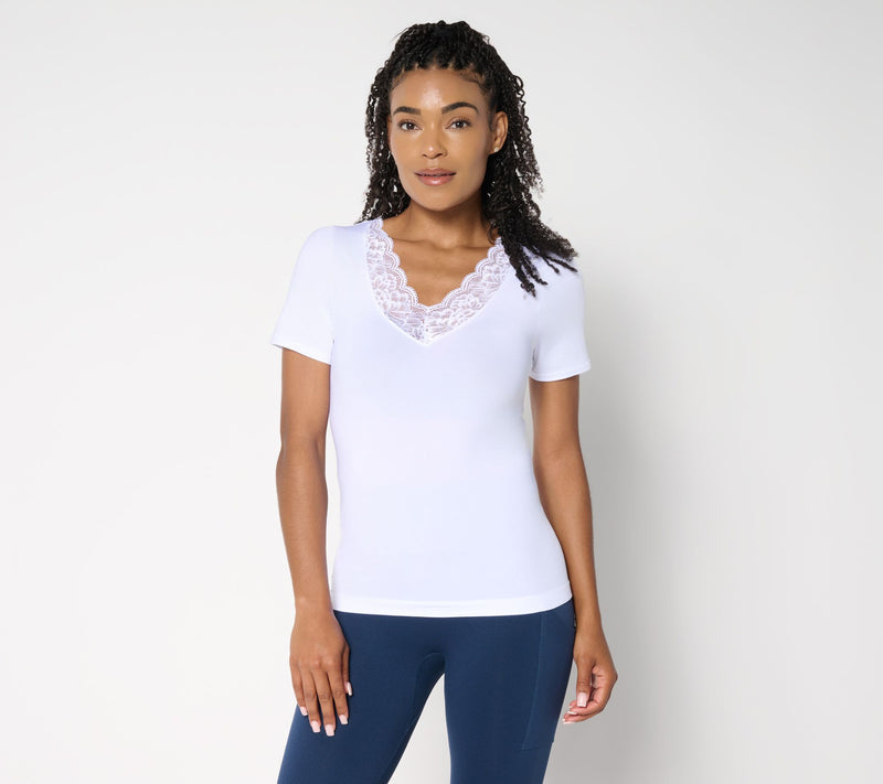 Breezies Natural Curves Seamless Lace Layering Tee — View 9