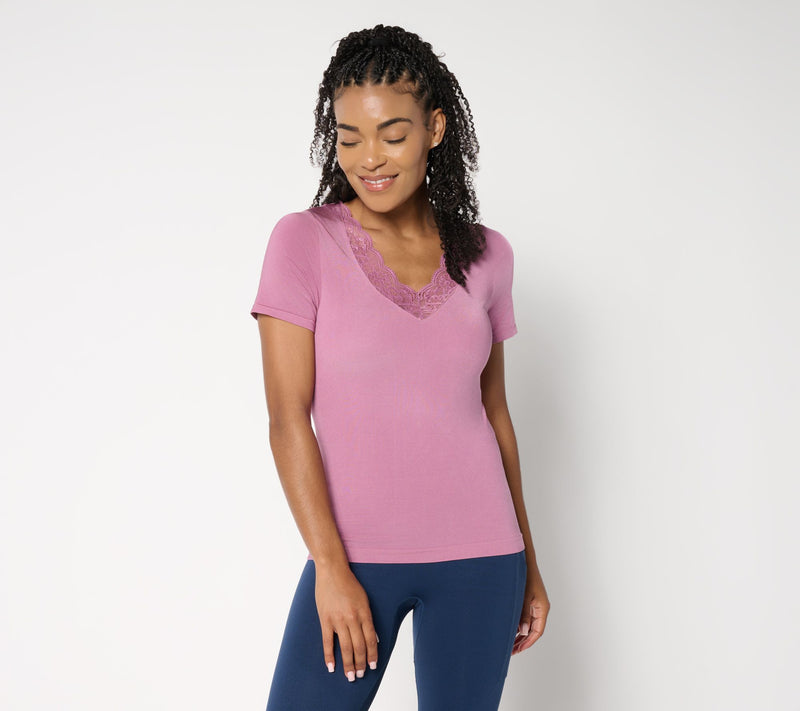 Breezies Natural Curves Seamless Lace Layering Tee — View 5