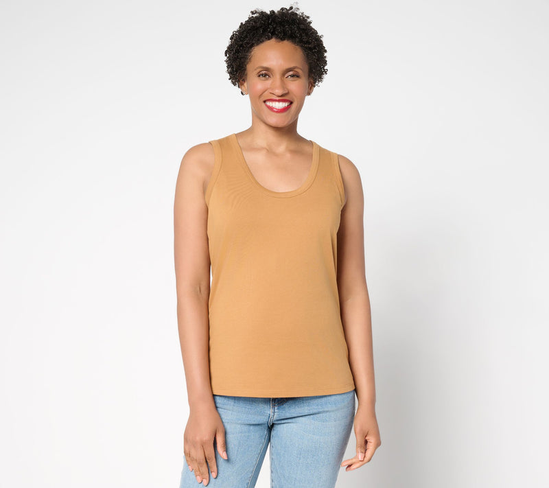 Peace Love World Sueded Knit 100% Cotton U-Neck Tank Top — View 7