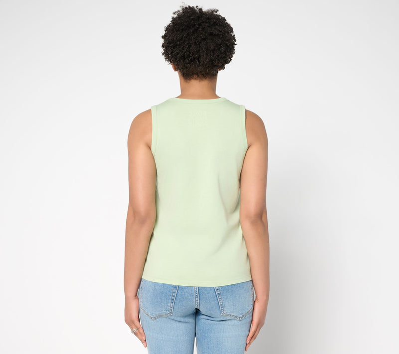 Peace Love World Sueded Knit 100% Cotton U-Neck Tank Top — View 16