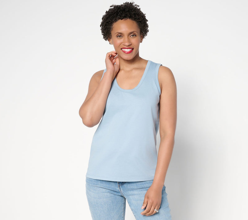 Peace Love World Sueded Knit 100% Cotton U-Neck Tank Top — View 11