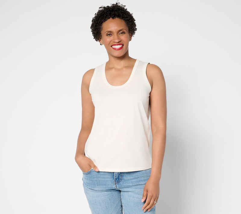 Peace Love World Sueded Knit 100% Cotton U-Neck Tank Top — View 13