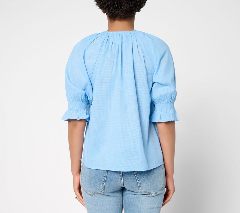 Me by Jennie Garth 100% Cotton Wharf Tie Neck Shirt — View 4