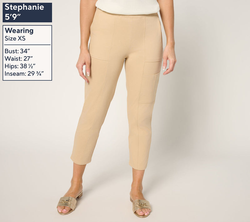 Denim & Co. Petite Comfy Knit Air Tapered Cargo Crop Pant — View 11