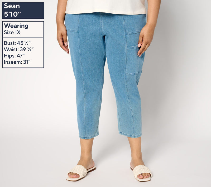 Denim & Co. Tall Comfy Knit Air Tapered Cargo Crop Pant — View 10
