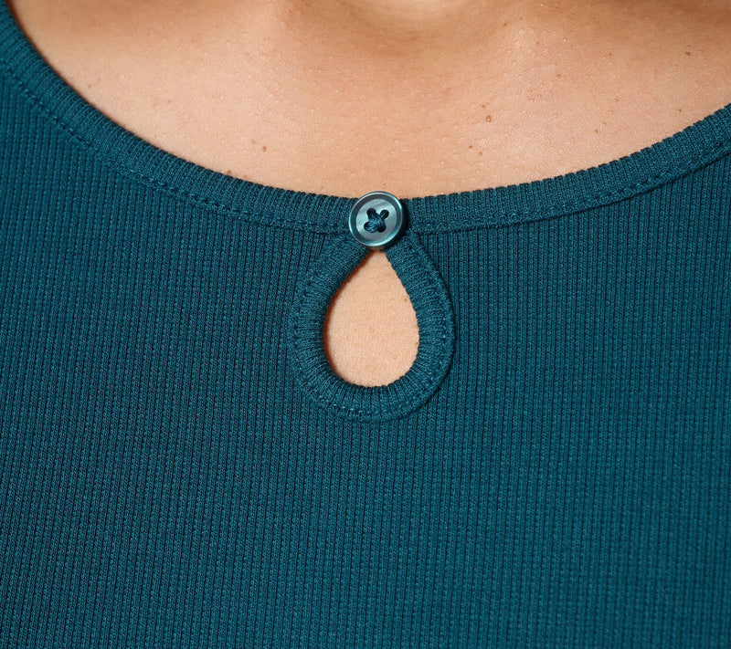 Denim & Co. Essentials Modal Rib 3/4 Sleeve Keyhole Top — View 6