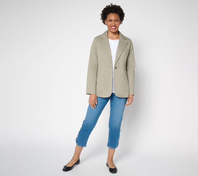 Martha Stewart Signature Twill Blazer with Pockets — View 5
