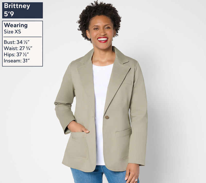 Martha Stewart Signature Twill Blazer with Pockets — View 3
